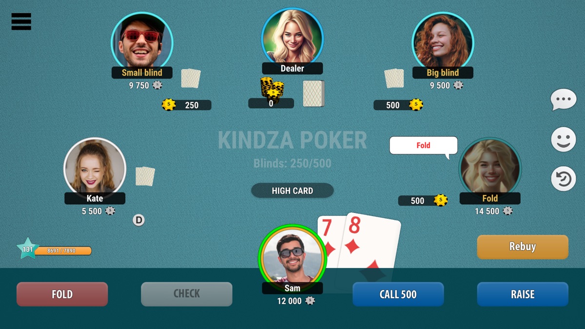 ภาพหน้าจอการเล่น KindzaPoker ภาพที่ 1